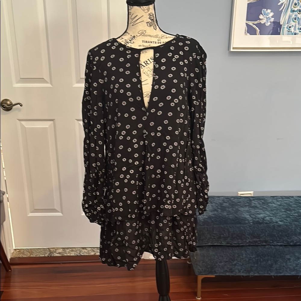 Free People Black and White Long Sleeve Dress